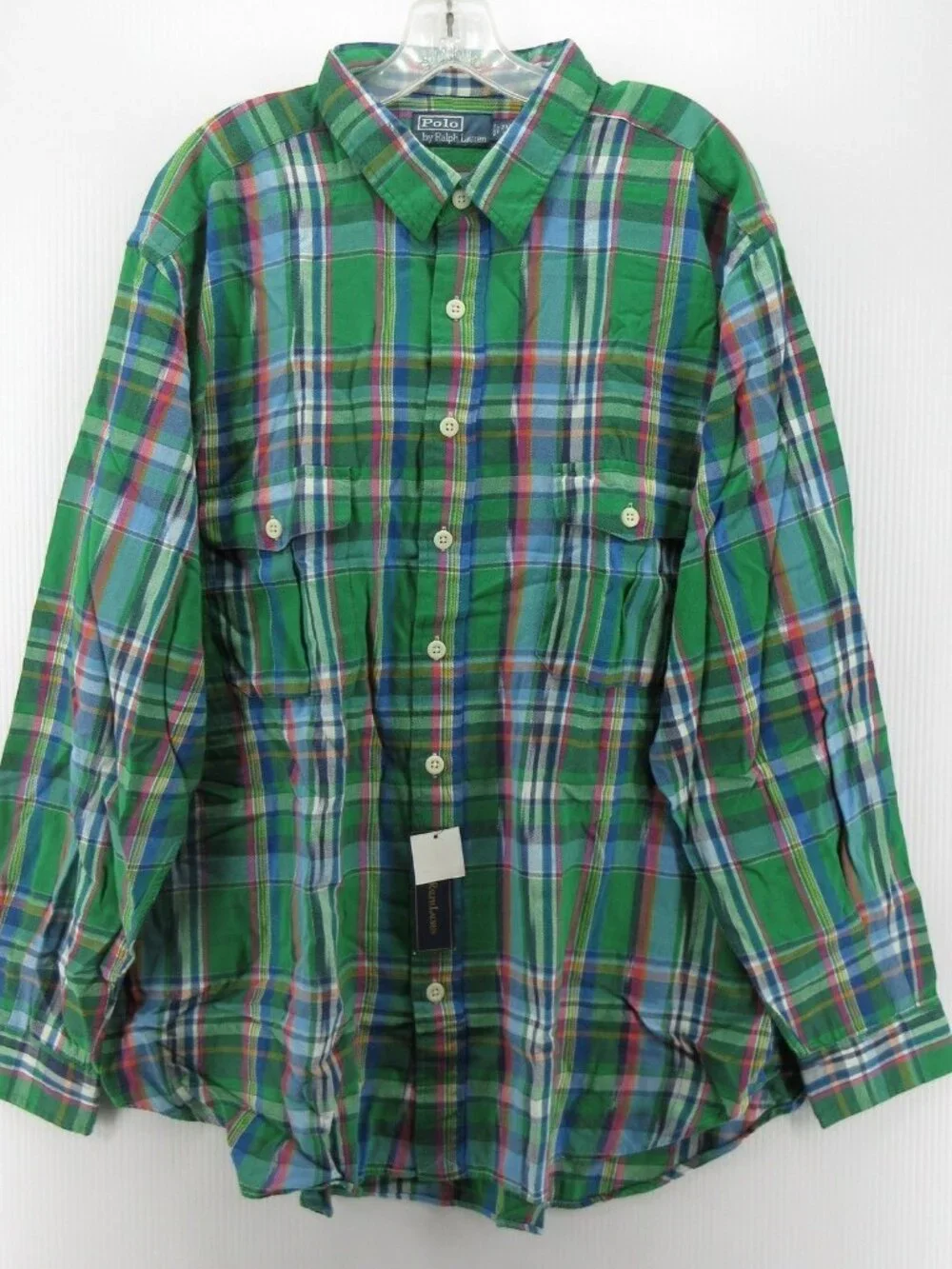 Polo Ralph Lauren Shirt 2XB Big Flannel Plaid Button Up Flap Pockets